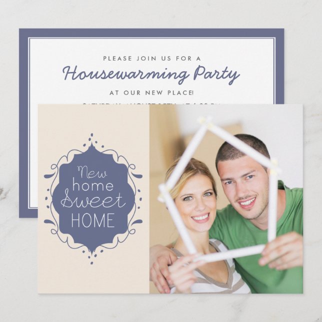 Housewarming Party Photo Invite / Blue (Front/Back)