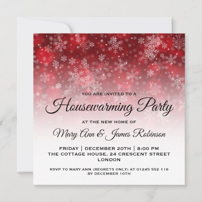 Housewarming Party Red Holiday Sparkle Invitation (Front)