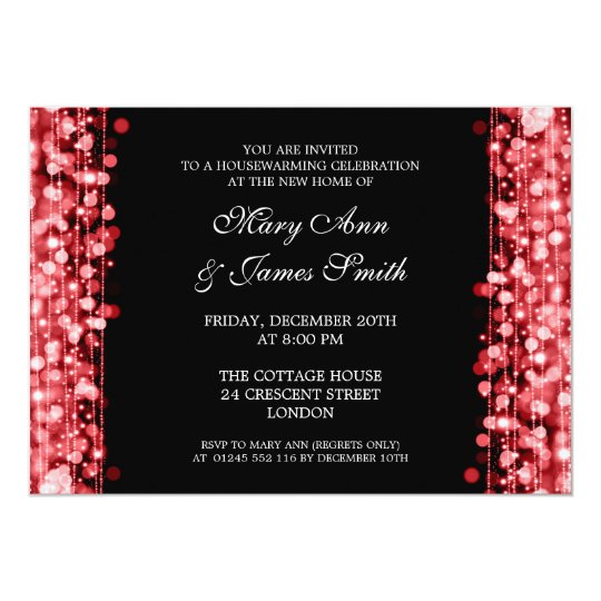 Housewarming Party Red Lights & Sparkles Card
