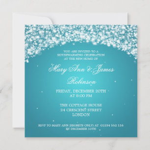 Housewarming Party Sparkling Arch Turquoise Invitation