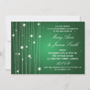 Housewarming Party Sparkling Lines Green Invitation