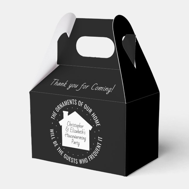 Housewarming Party Thank You Black & White Elegant Favour Box (Front Side)