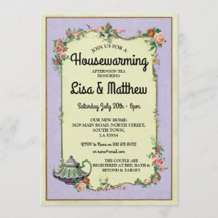 Housewarming Party Wonderland Teapot Tea Invite