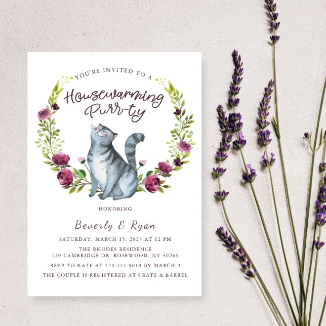 Housewarming Purr-ty Party Cat Theme Invitation (Creator Uploaded)