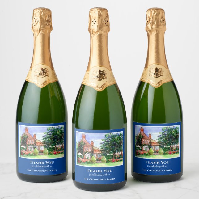 Housewarming The Manor House York England Garden Sparkling Wine Label (Bottles)