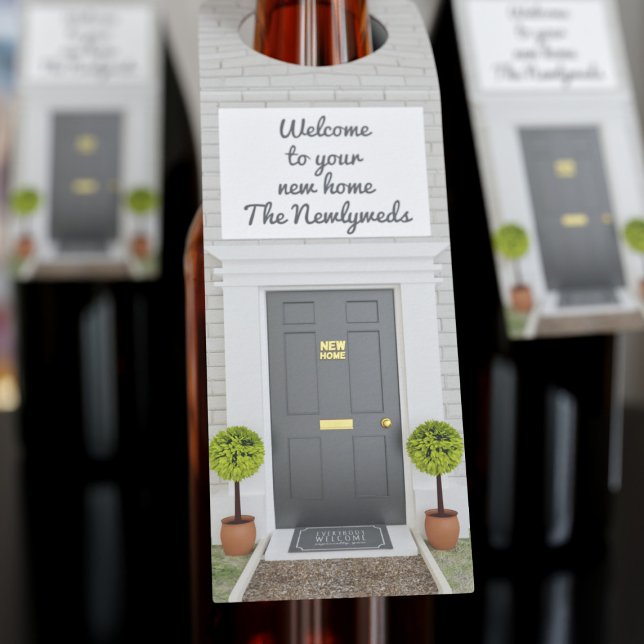 Housewarming Welcome to Your New Home Bottle Tag (A housewarming bottle tag for the Newlyweds or New Neighbors. Just add your text)