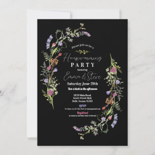 Housewarming Wildflowers Floral Ditsy Dark Invitation