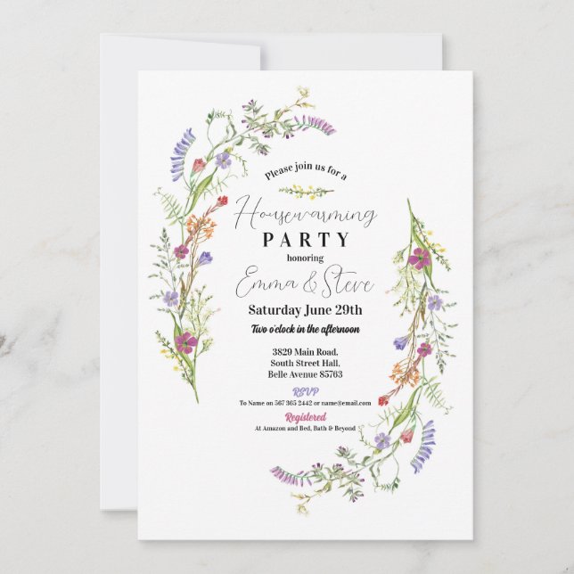 Housewarming Wildflowers Floral Ditsy Invitation (Front)