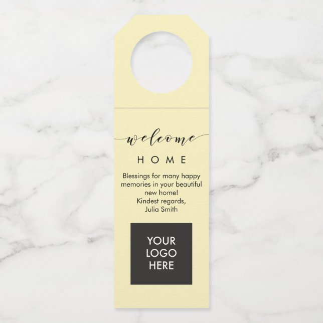 Housewarming Wine Bottle Hanger for Realtors (Front)