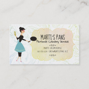 Housewife frying pan chef catering business card