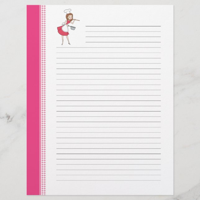 Housewife Retro Art Lined Recipe Pages (Front)