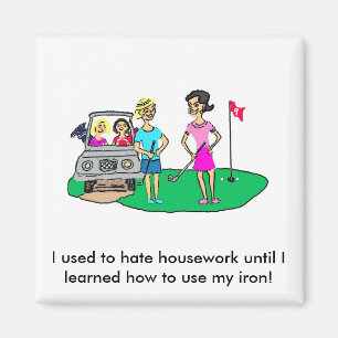 Housework and Golf Cartoon Magnet