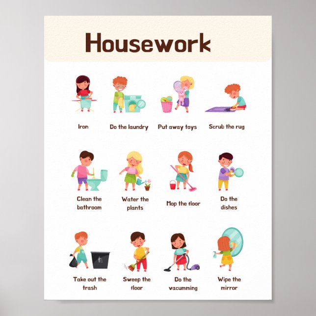 Housework School Education Learning Poster (Front)