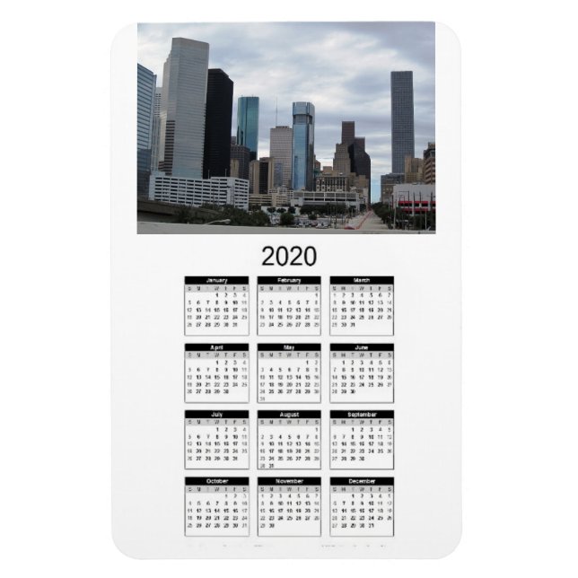 Houston 2020 Full Year Magnetic Calendar One Photo Magnet (Vertical)