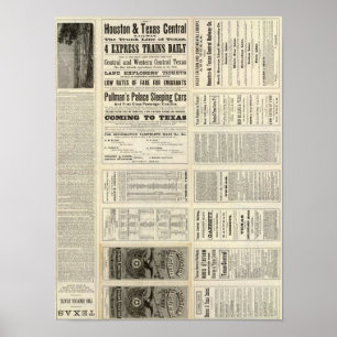 Houston and Texas Central Railway through Texas Poster