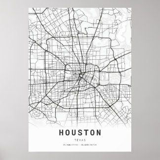 Houston City Cartography Map Poster