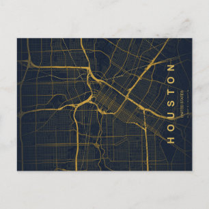 Houston City Map Minimal Postcard