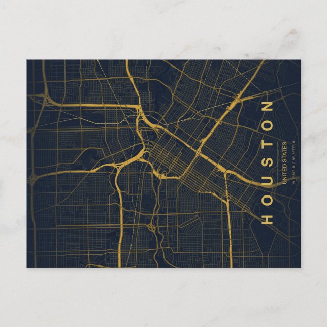 Houston City Map Minimal Postcard (Front)