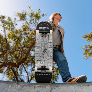 Houston City Map Skateboard