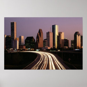 Houston City Skyline at Dusk Poster from 14.95