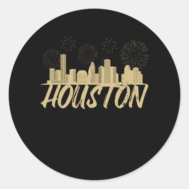 Houston City Texas Fireworks Classic Round Sticker (Front)