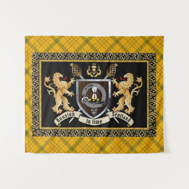 Houston Clan Badge & Motto w/Lions  Tapestry (Front (Horizontal))