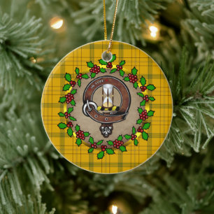 Houston Clan Badge & Tartan Personalised Xmas   Ceramic Tree Decoration