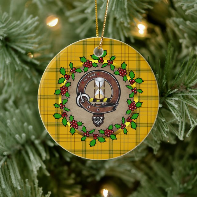 Houston Clan Badge & Tartan Personalised Xmas   Ceramic Tree Decoration (Tree)