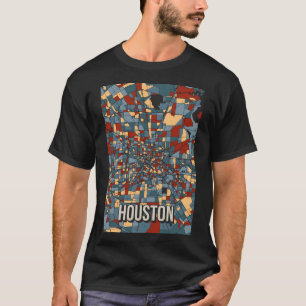 Houston Earthtone City Map - Colourful Abstract Ar T-Shirt