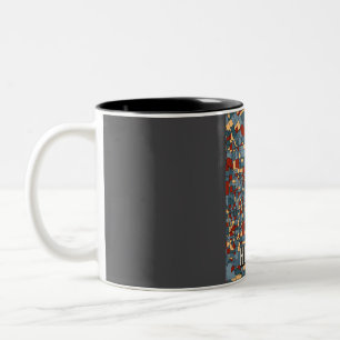 Houston Earthtone City Map - Colourful Abstract Ar Two-Tone Coffee Mug
