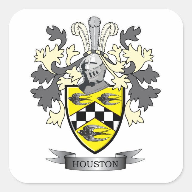 Houston Family Crest Coat of Arms Square Sticker (Front)