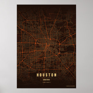 Houston Heatwave Map Print Texas Poster Wallart