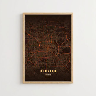 Houston Heatwave Map Print Texas Poster Wallart