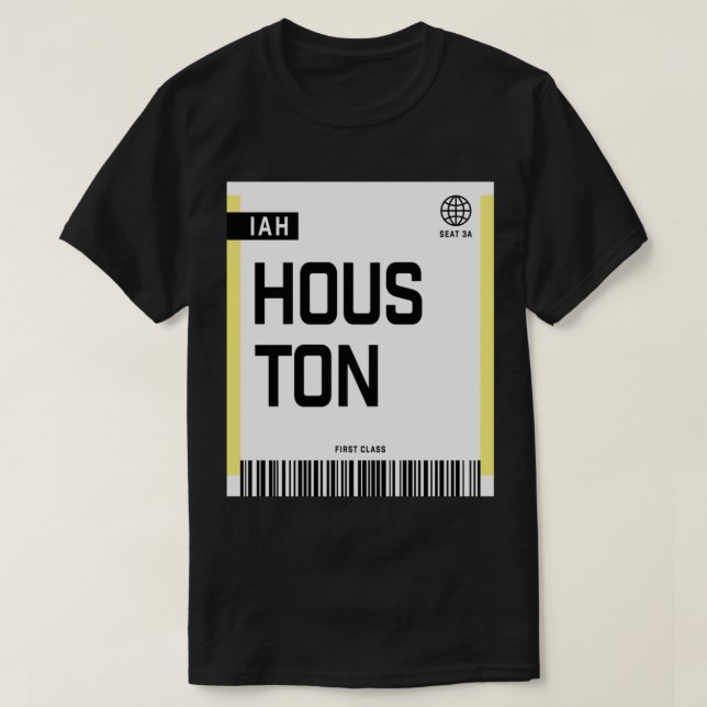 Houston IAH Boarding Pass   T-Shirt (Design Front)