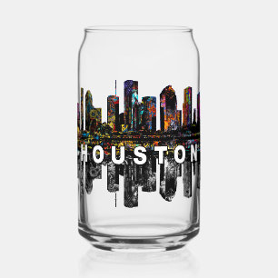 Houston in graffiti with monogram can glass