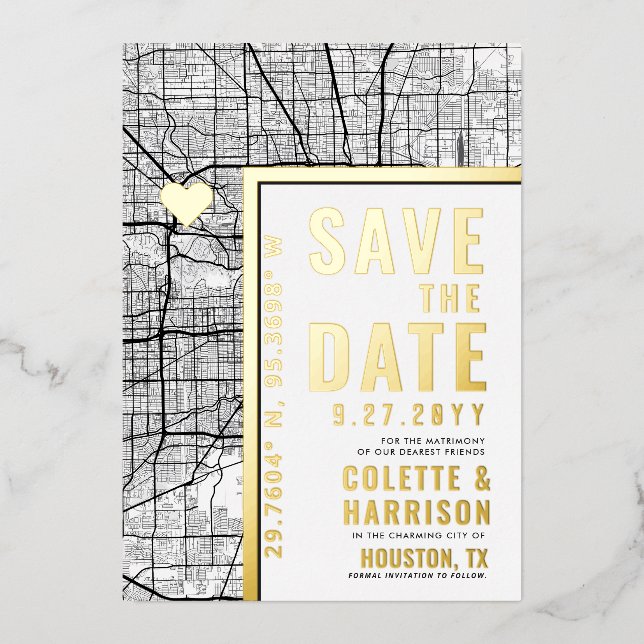 Houston Love Locator | Wedding Save the Date (Front)