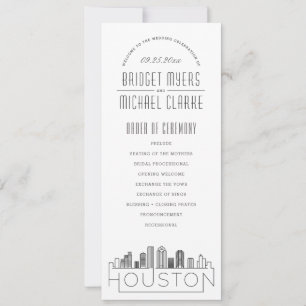 Houston   Modern Deco Wedding Program Invitation