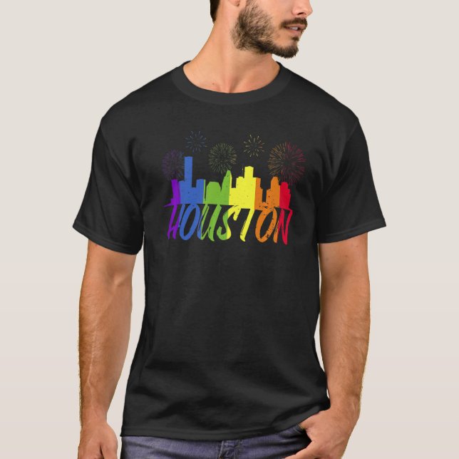 Houston Pride Skyline Pride Parade Houston T-Shirt (Front)