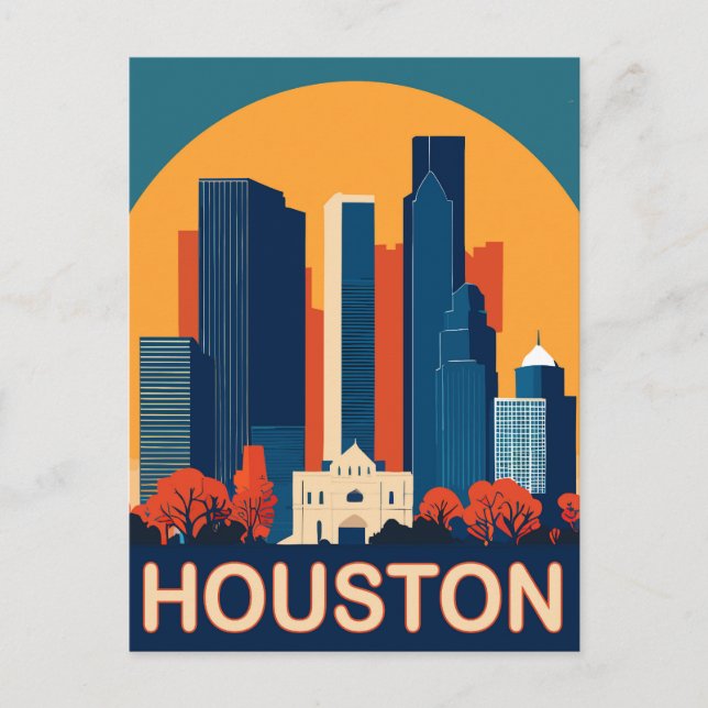 Houston, Recognisable buildings, Travel Postcard (Front)
