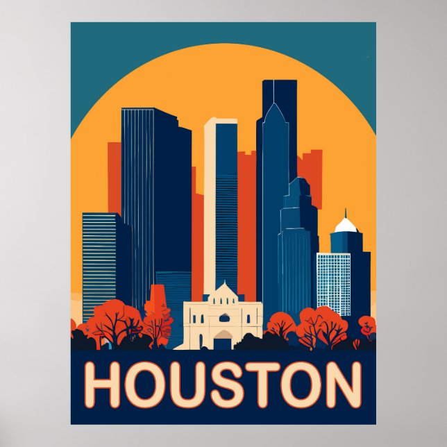 Houston, Recognisable buildings, Travel Poster (Front)