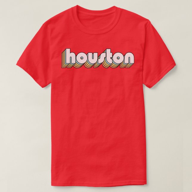 Houston Retro Rainbow Typography Faded Style T-Shirt (Design Front)