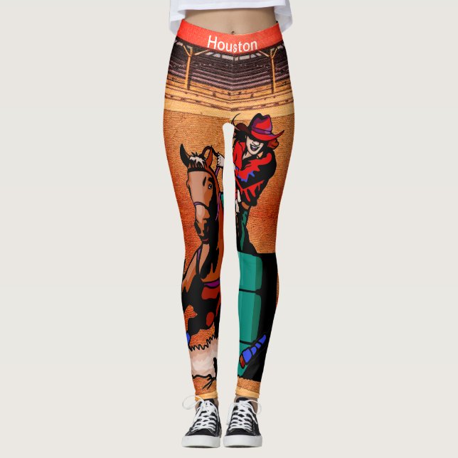Houston Rodeo Cowgirl Barrel Racing Leggings (Front)