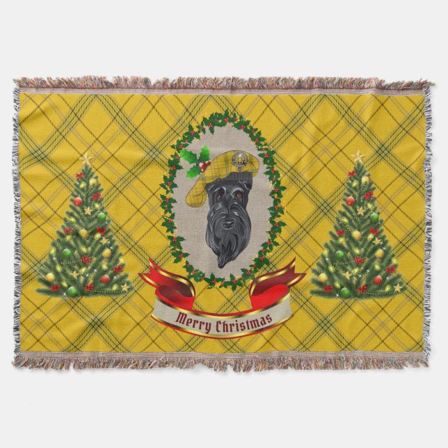 Houston Scottie Dog Christmas Throw Blanket (Front)