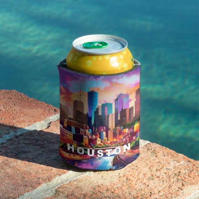 Houston Skyline Abstract Art Can Cooler (In Situ Pool)