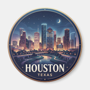 Houston Skyline at Night Texas Magnet