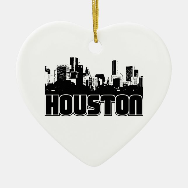 Houston Skyline Ceramic Tree Decoration (Front)