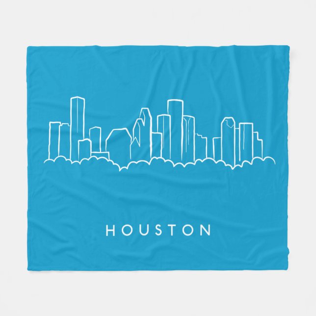 Houston Skyline Fleece Blanket (Front (Horizontal))