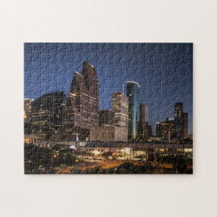 Houston Skyline Night Lighs and City Life Photo Jigsaw Puzzle