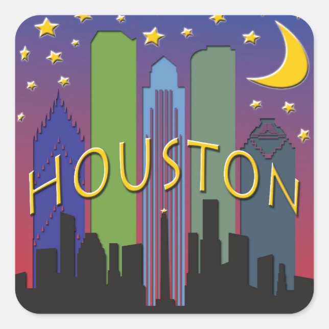 Houston Skyline nightlife Square Sticker (Front)