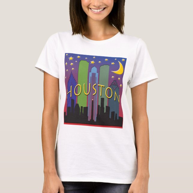 Houston Skyline nightlife T-Shirt (Front)